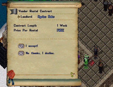 This is the interaction menu with another player to create him as an active vendor rental.