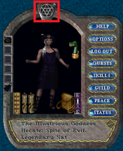 The Paperdoll with the Player Profile Menu highlighted.